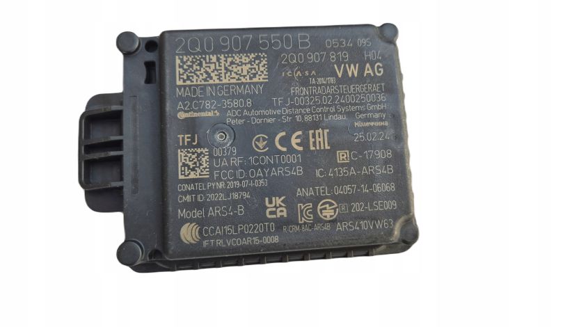 Radar Moduł Czujnik ACC DISTRONIC VW Audi Skoda Seat OE 2Q0907550B ORYG NEW